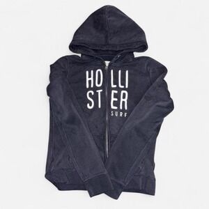 VTG Y2K Hollister Hoodie Womens Medium Blue Full Zip Surf Emo Preppy 2010